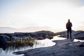 Tåge der letter over et bjerg